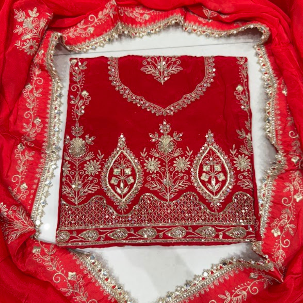 Pure Dabka Work Silk Unstitched Suits