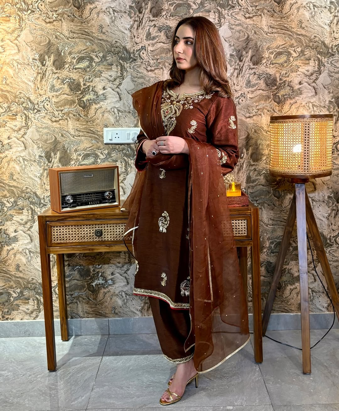 Pure Organza Unstitched Suit with Dabka & Zardosi Handwork