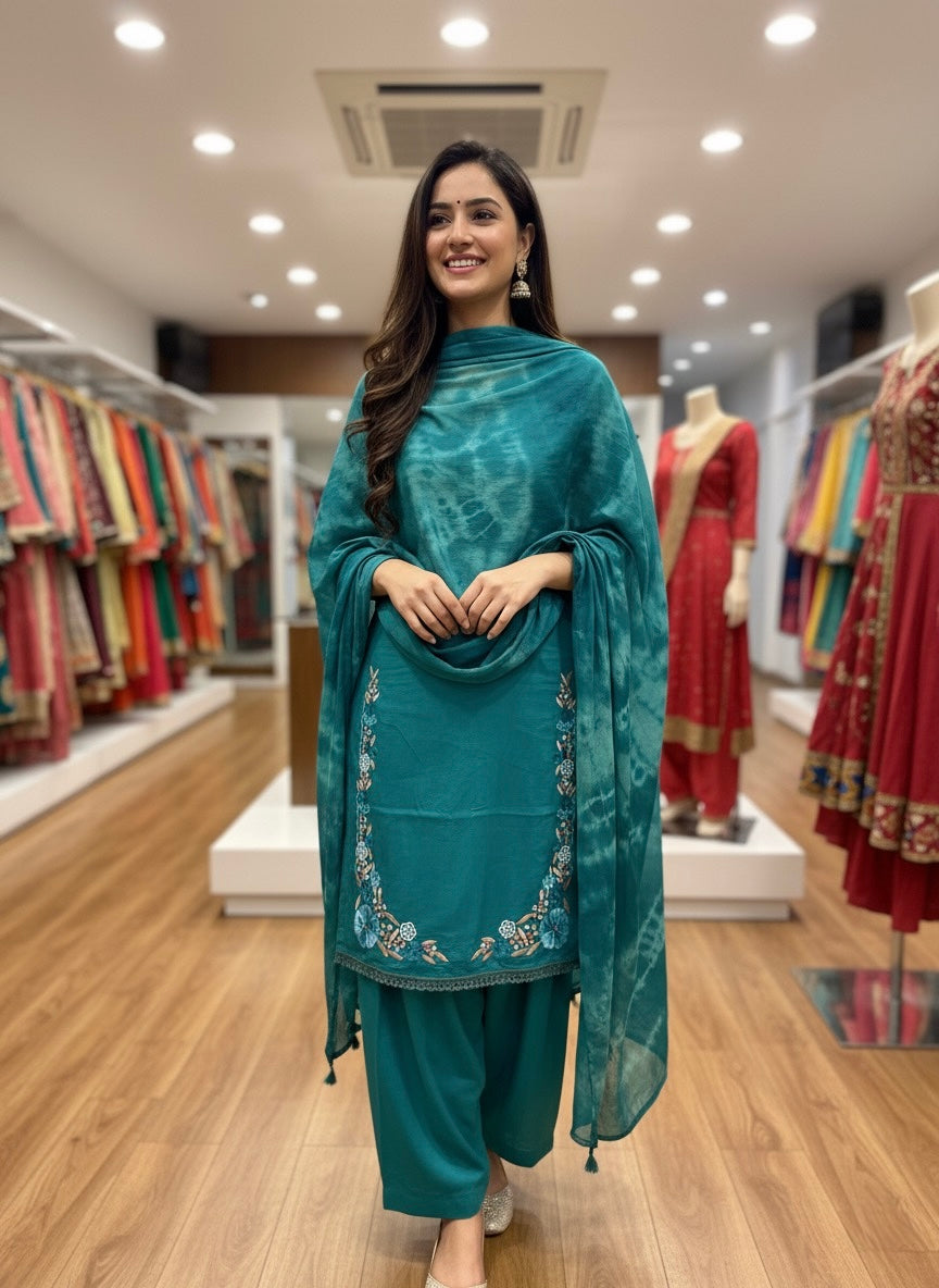 Front Back Designer Unstitched Suit