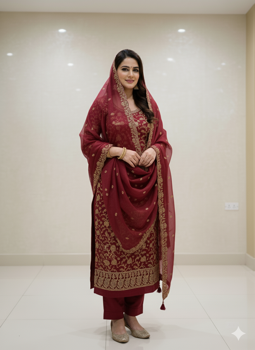 Pure Fendy Silk Front Heavy Unstitched Suit