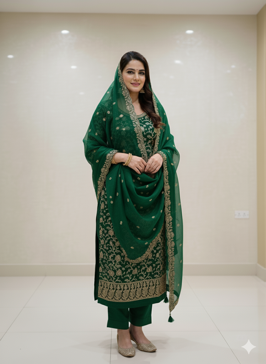 Pure Fendy Silk Front Heavy Unstitched Suit