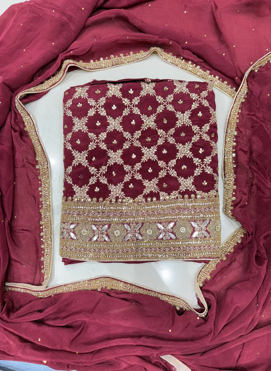 Lucknow Heavy Silk Unstitched Suits