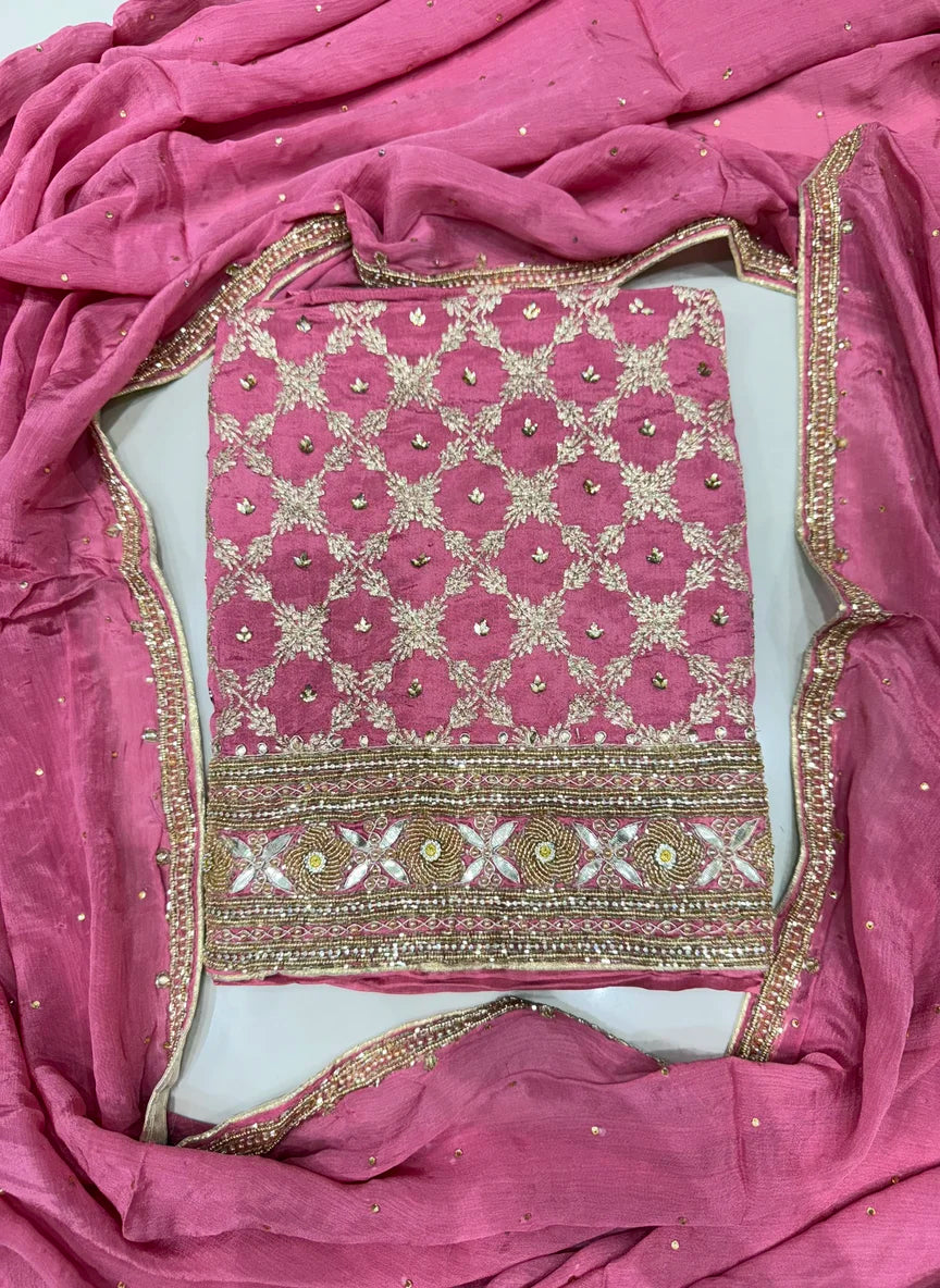Lucknow Heavy Silk Unstitched Suits