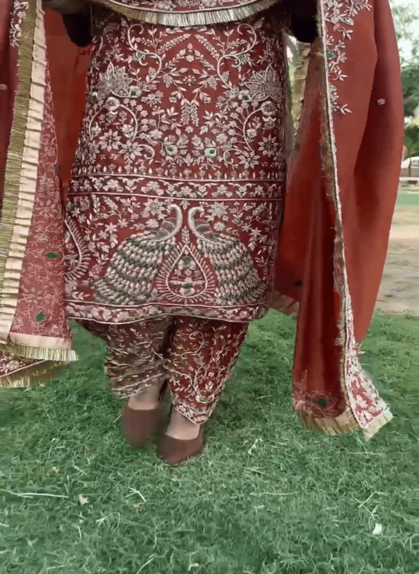 Bridal Unstitched Suit in Morni Design