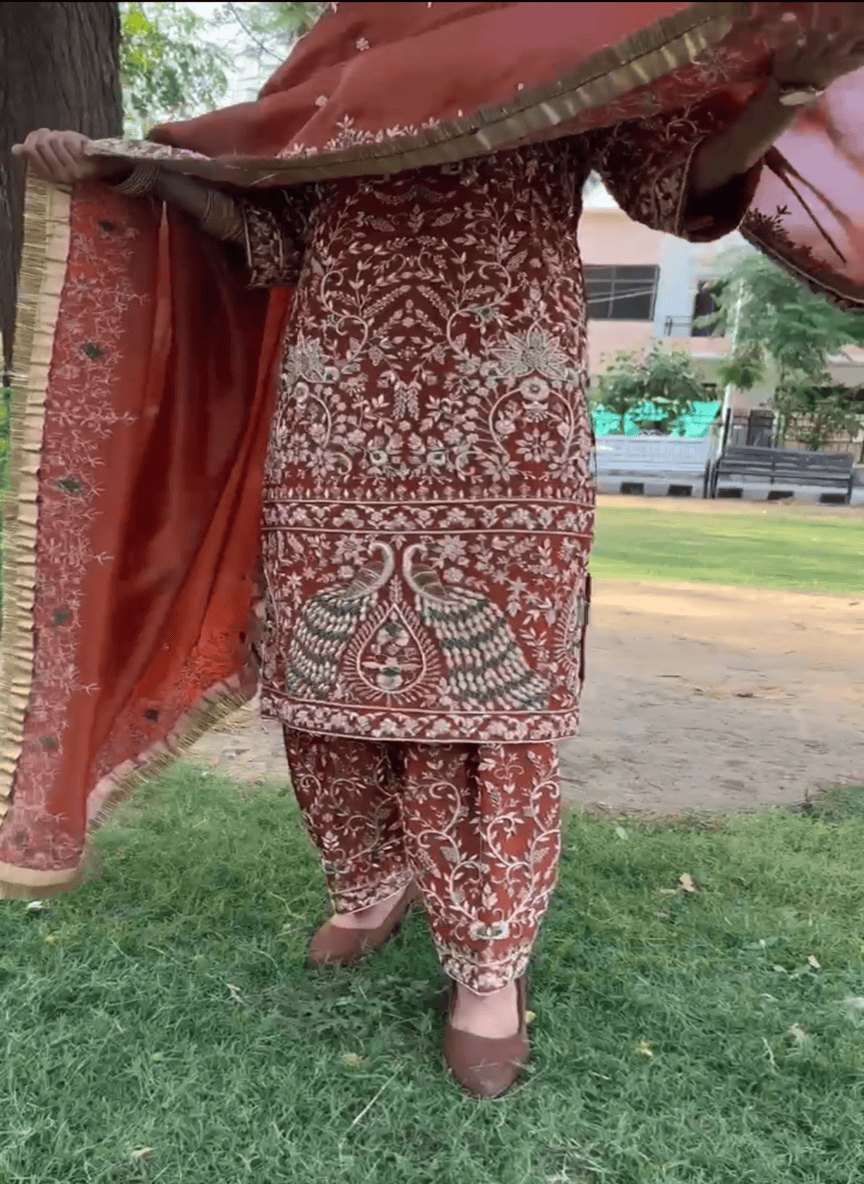 Bridal Unstitched Suit in Morni Design