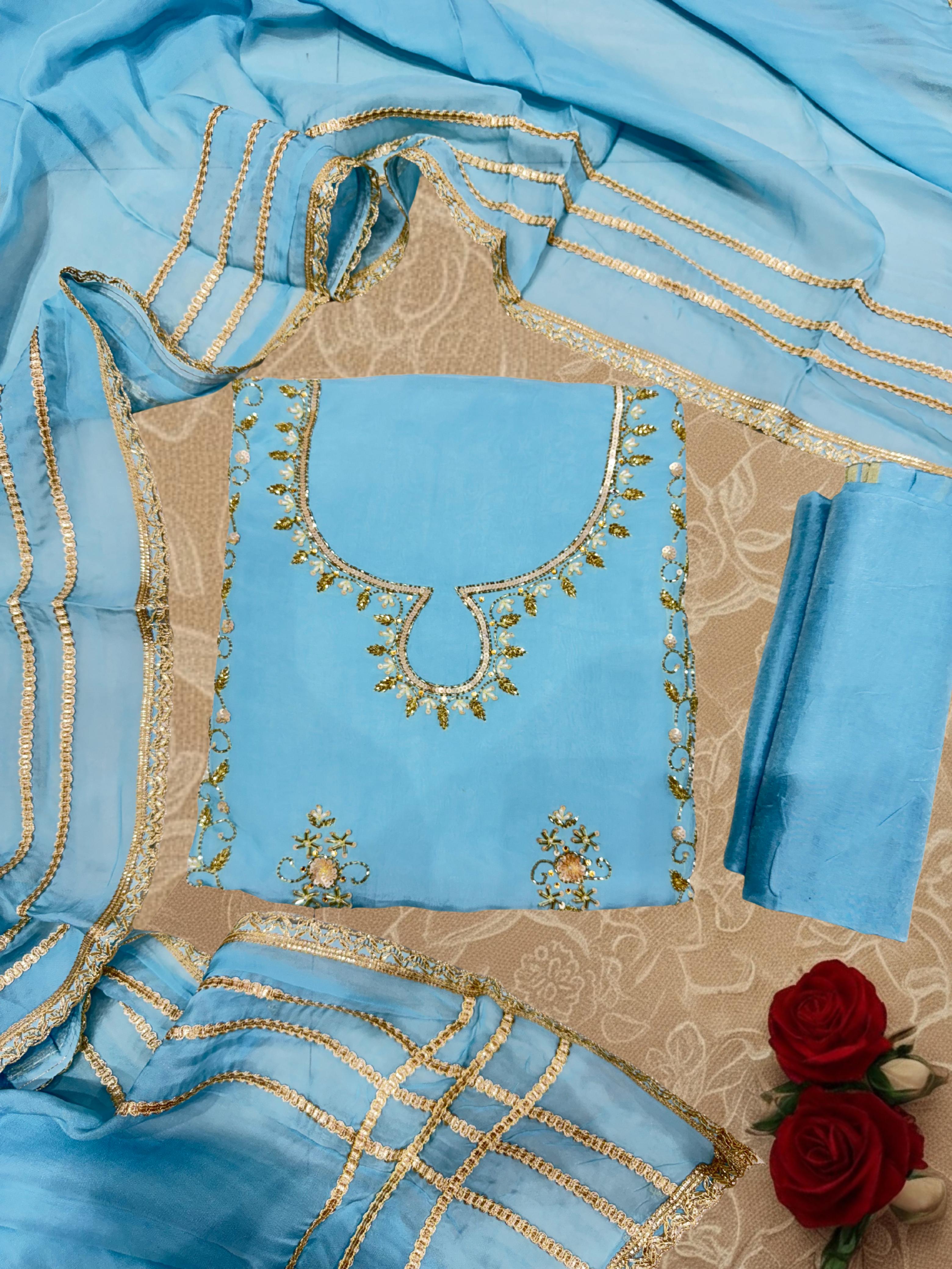 Pure Organza Original Hand Work Model Unstitched Suit