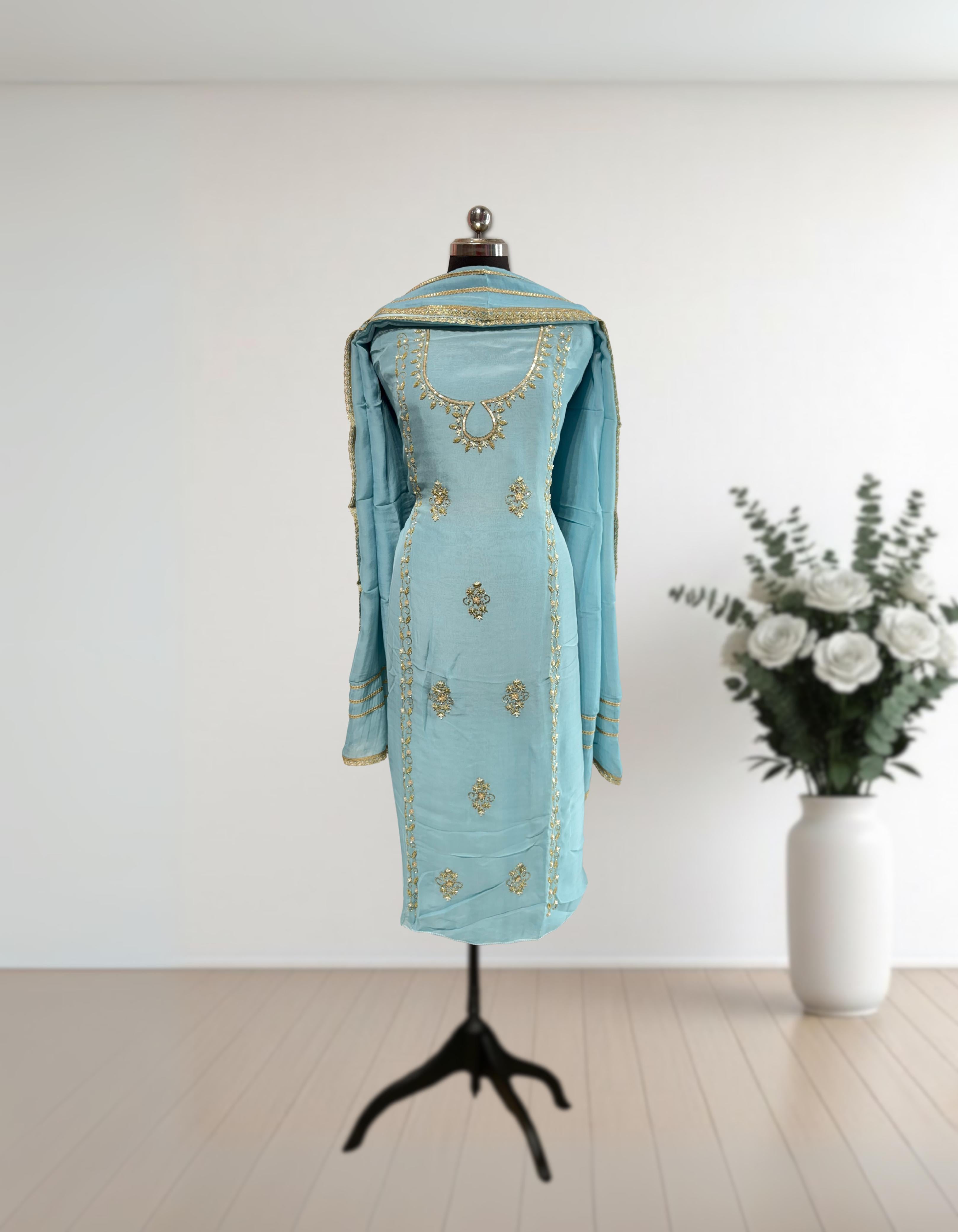 Pure Organza Original Hand Work Model Unstitched Suit