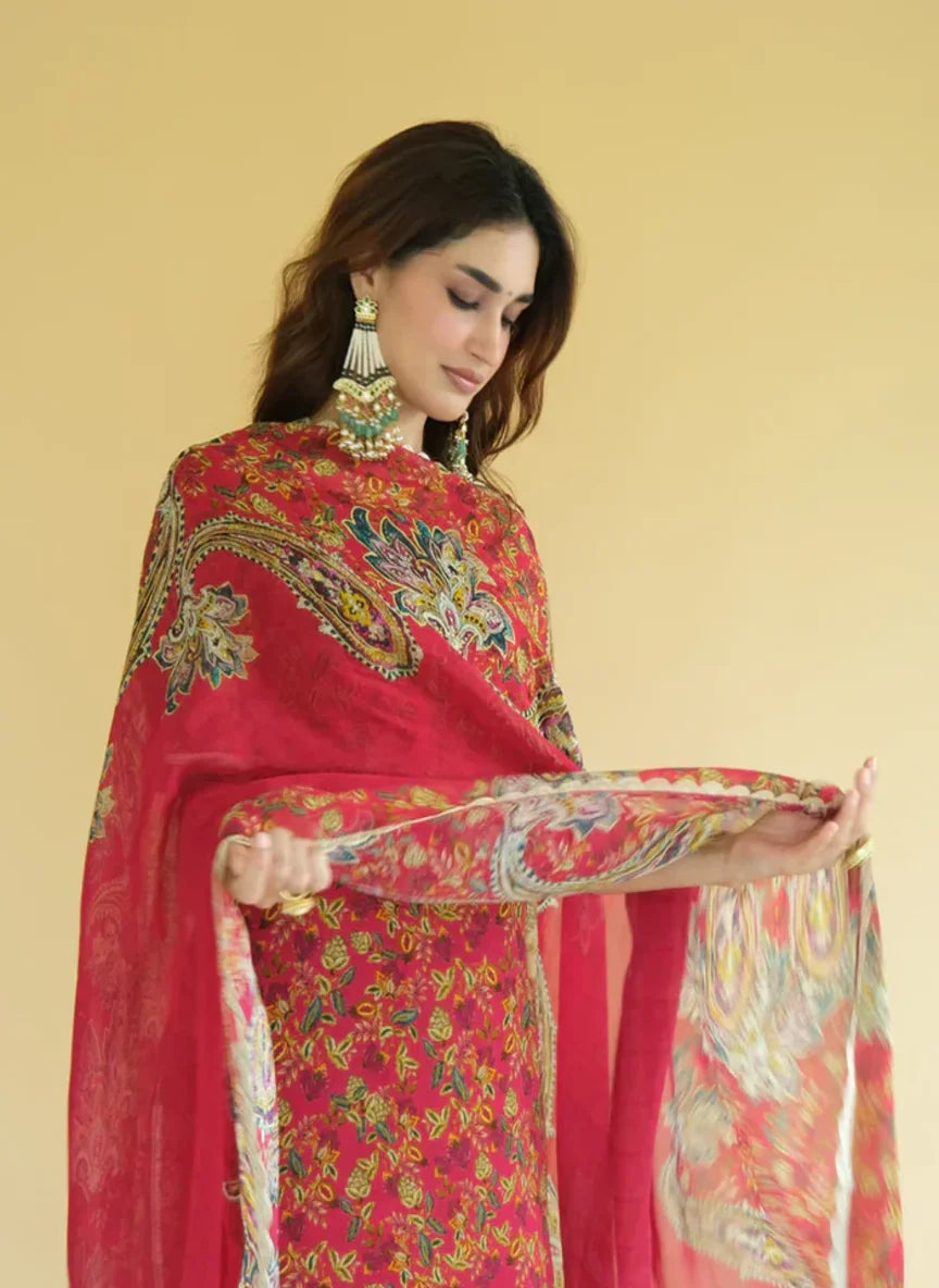 Designer Satin Organza Unstitchedd Suit