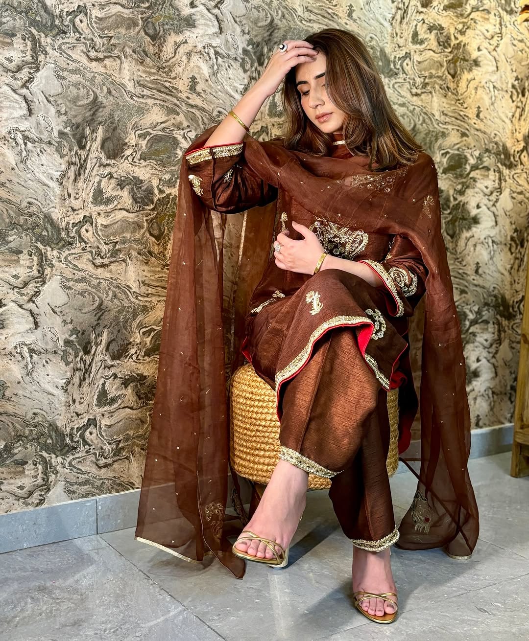 Pure Organza Unstitched Suit with Dabka & Zardosi Handwork