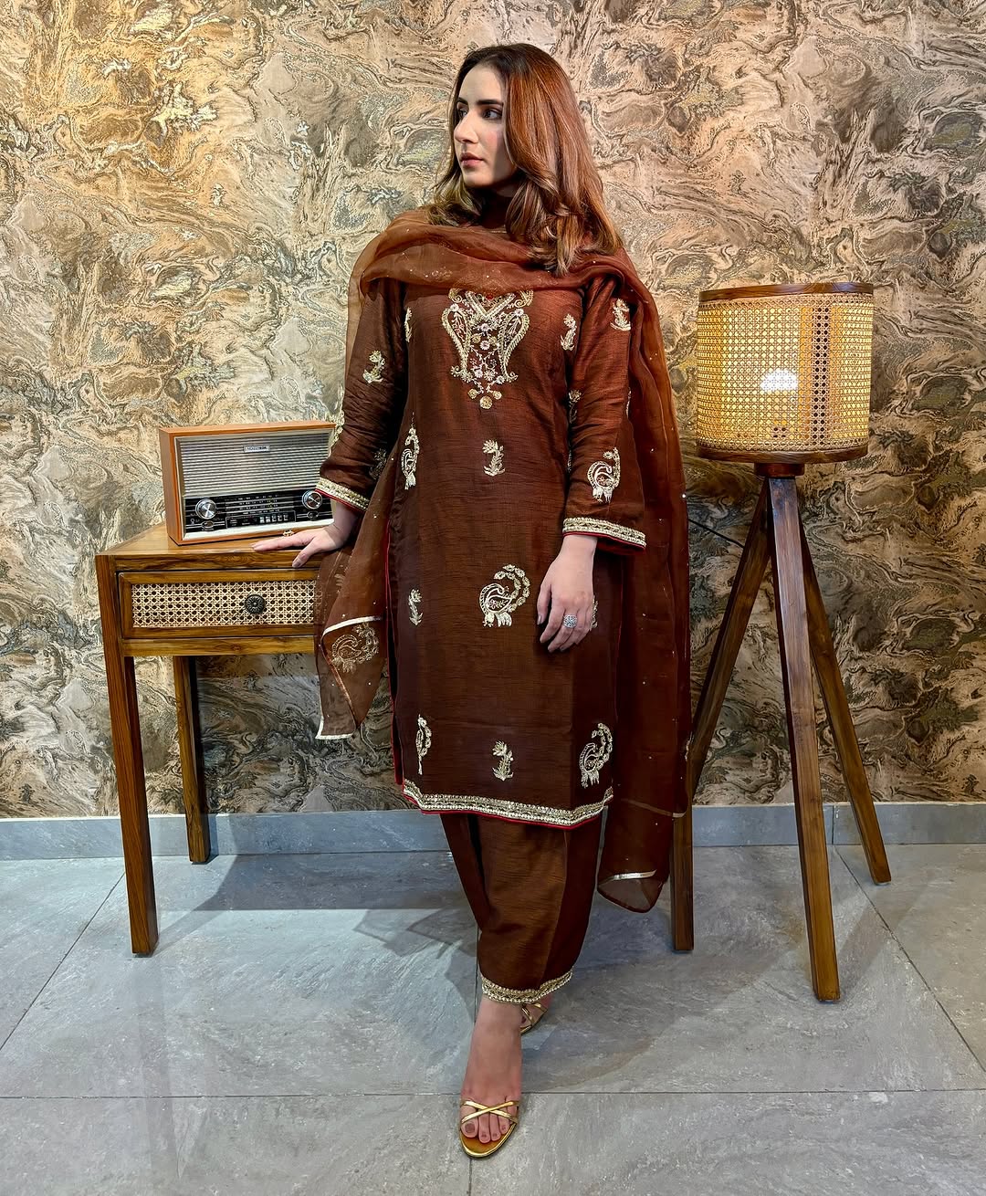 Pure Organza Unstitched Suit with Dabka & Zardosi Handwork