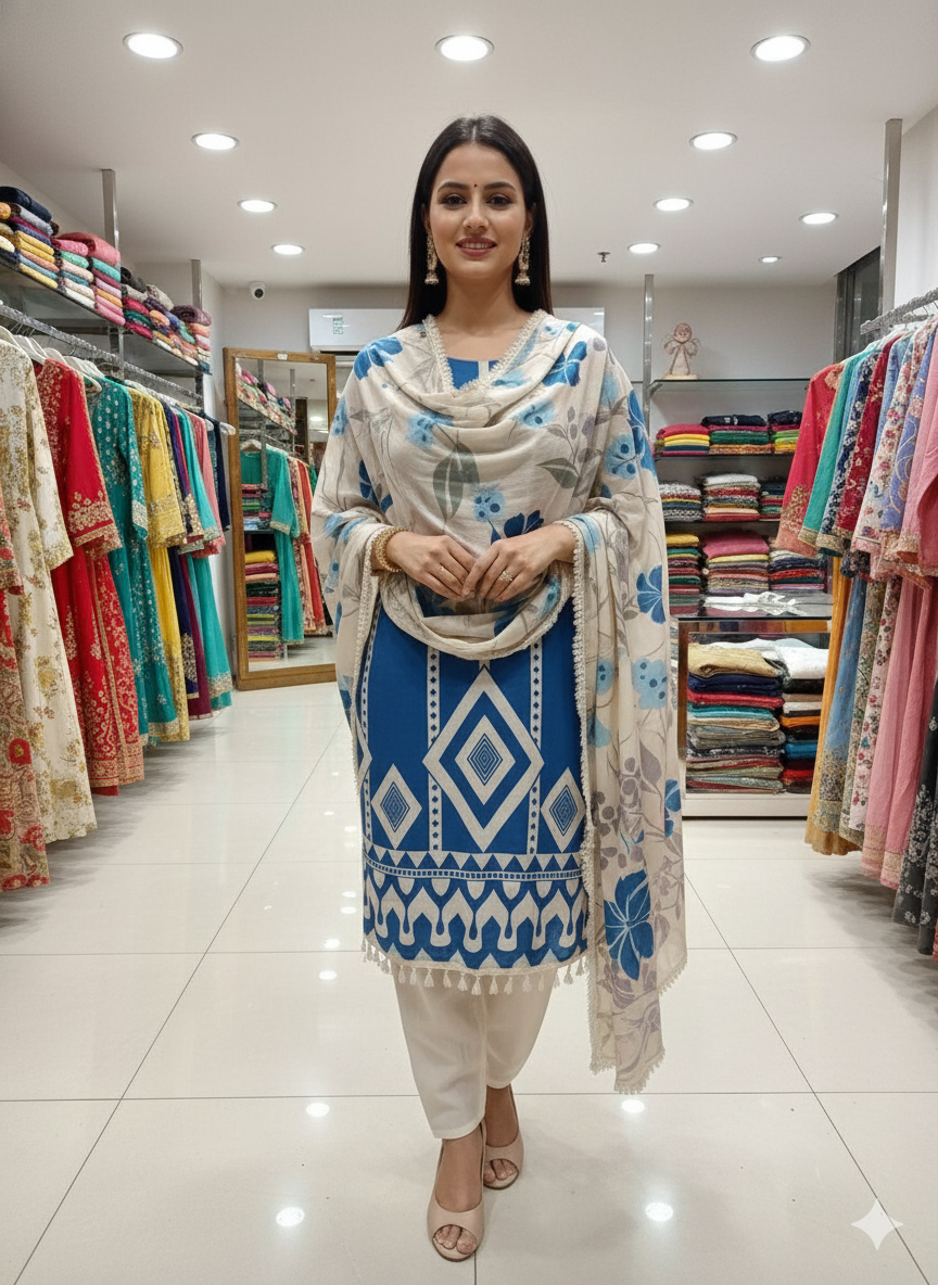 Pure Musleen Unstitched Suit