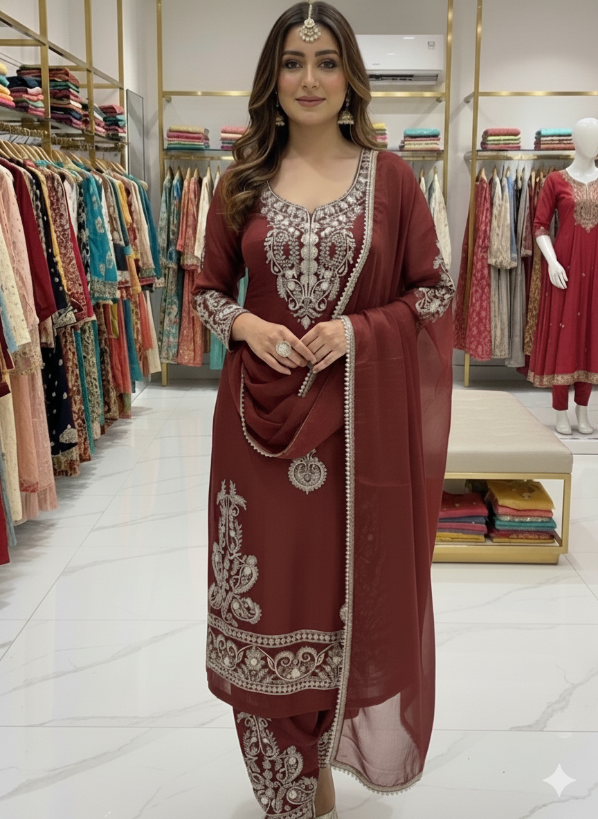 Pure Organza Designer Unstitched Suit