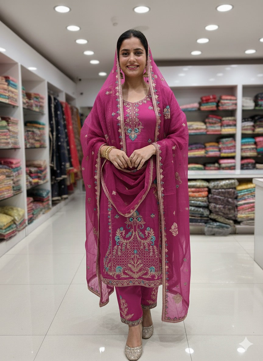 Pure Organza Heavy Ghera Unstitched Suit