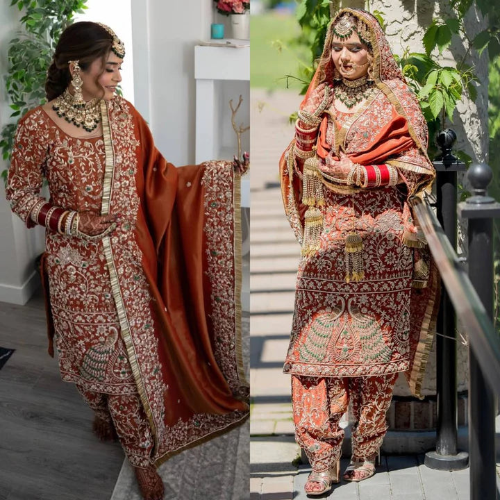 Bridal Unstitched Suit in Morni Design